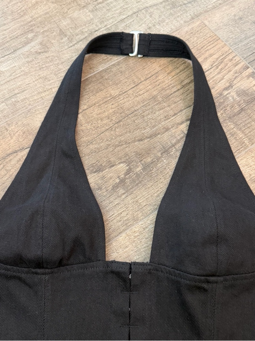 White Fox Black Halter Corset Top Womens XS Cropped Backless Office Siren Party - Picture 3 of 10